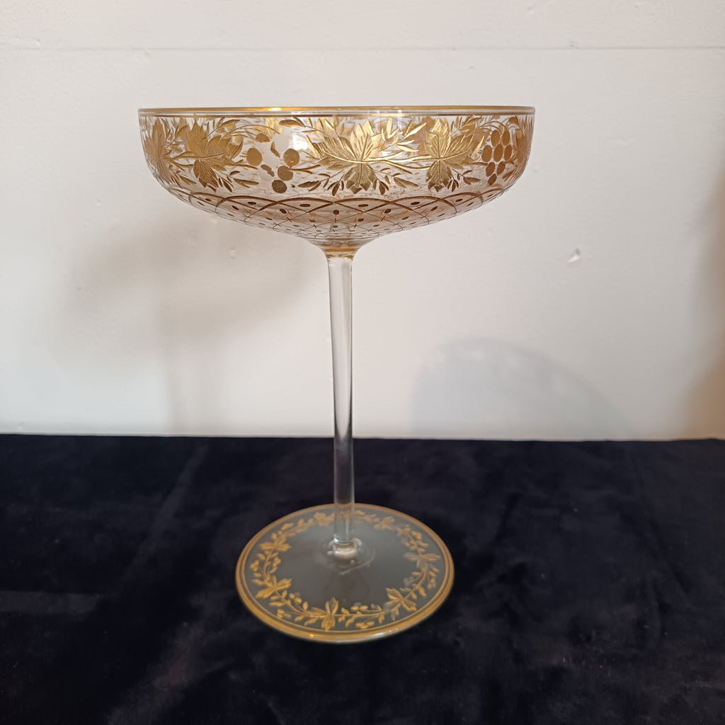 Antique Victorian girl tazza Bohemian glass circa 1900