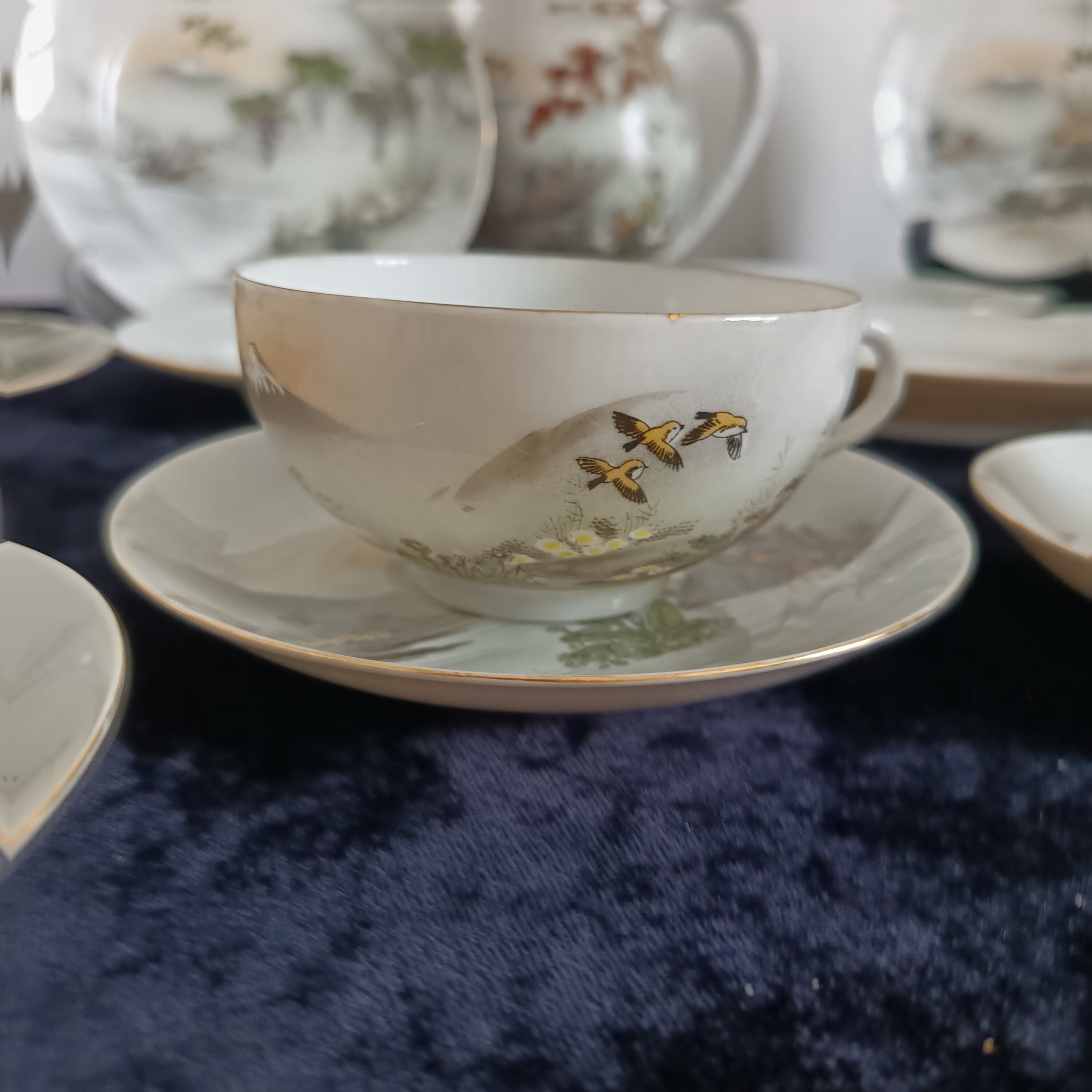 Vintage Japanese eggshell porcelain tea set