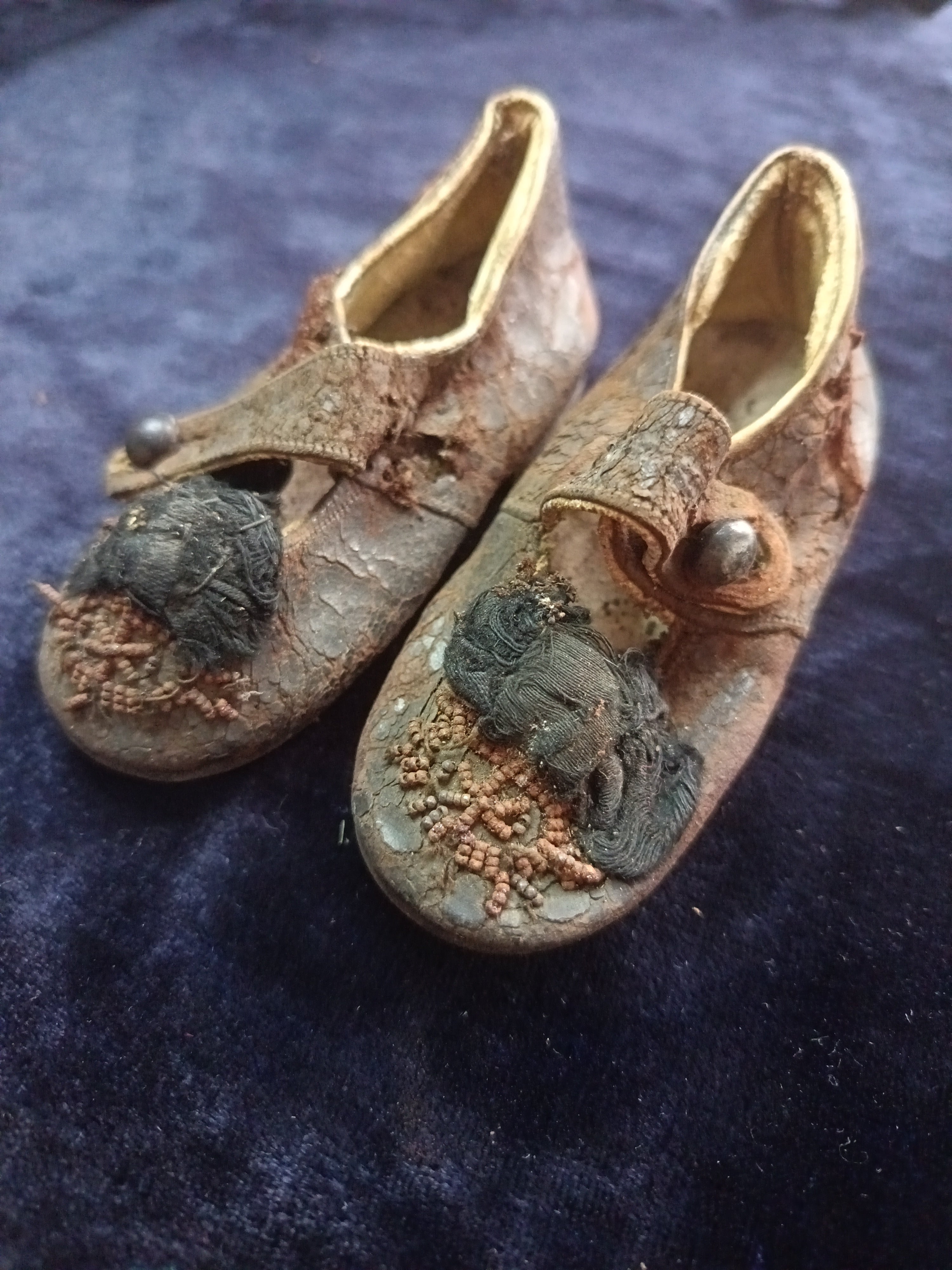 Antique Edwardian children's leather shoes circa 1800
