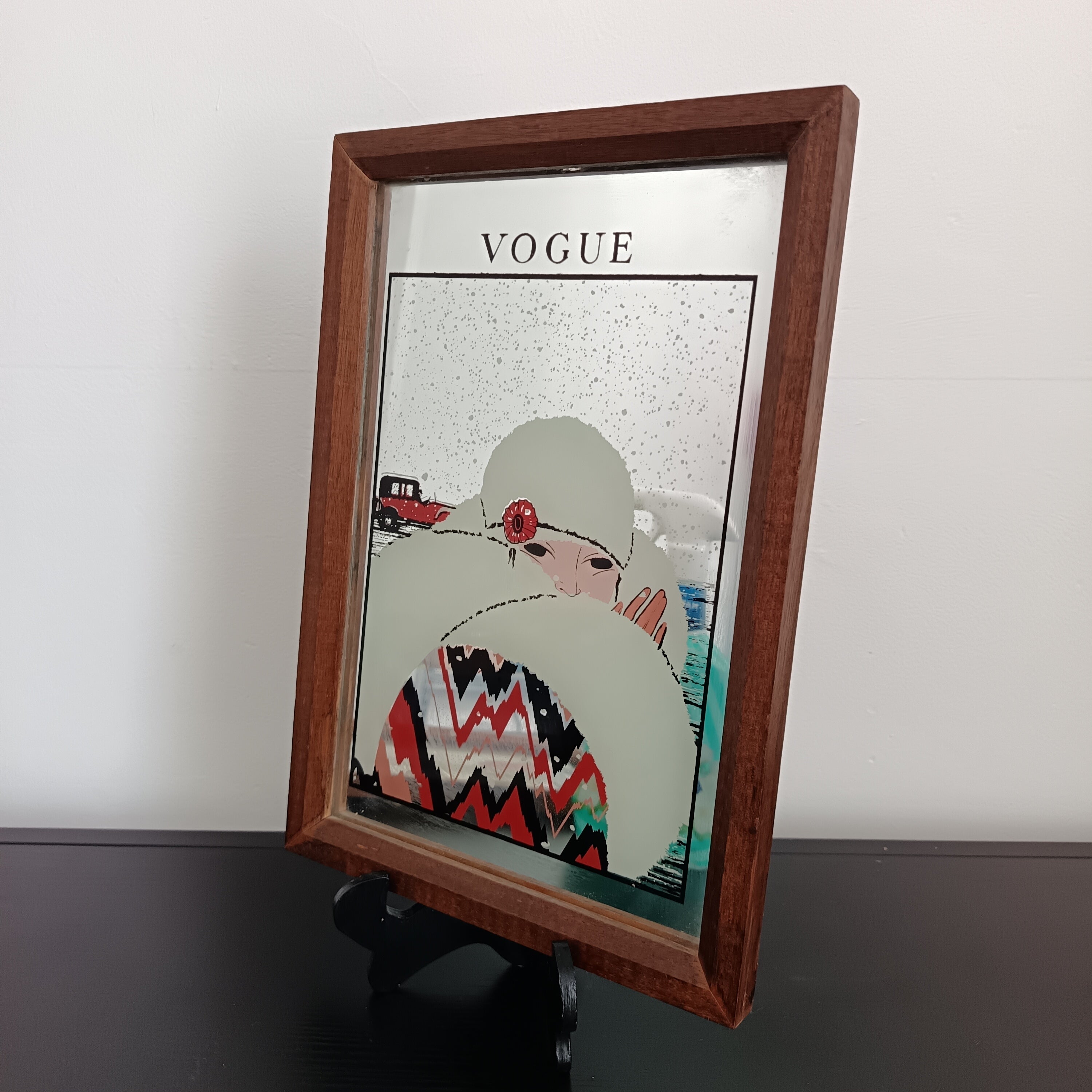 Vintage Art Deco cover Vogue advertising mirror 1970's