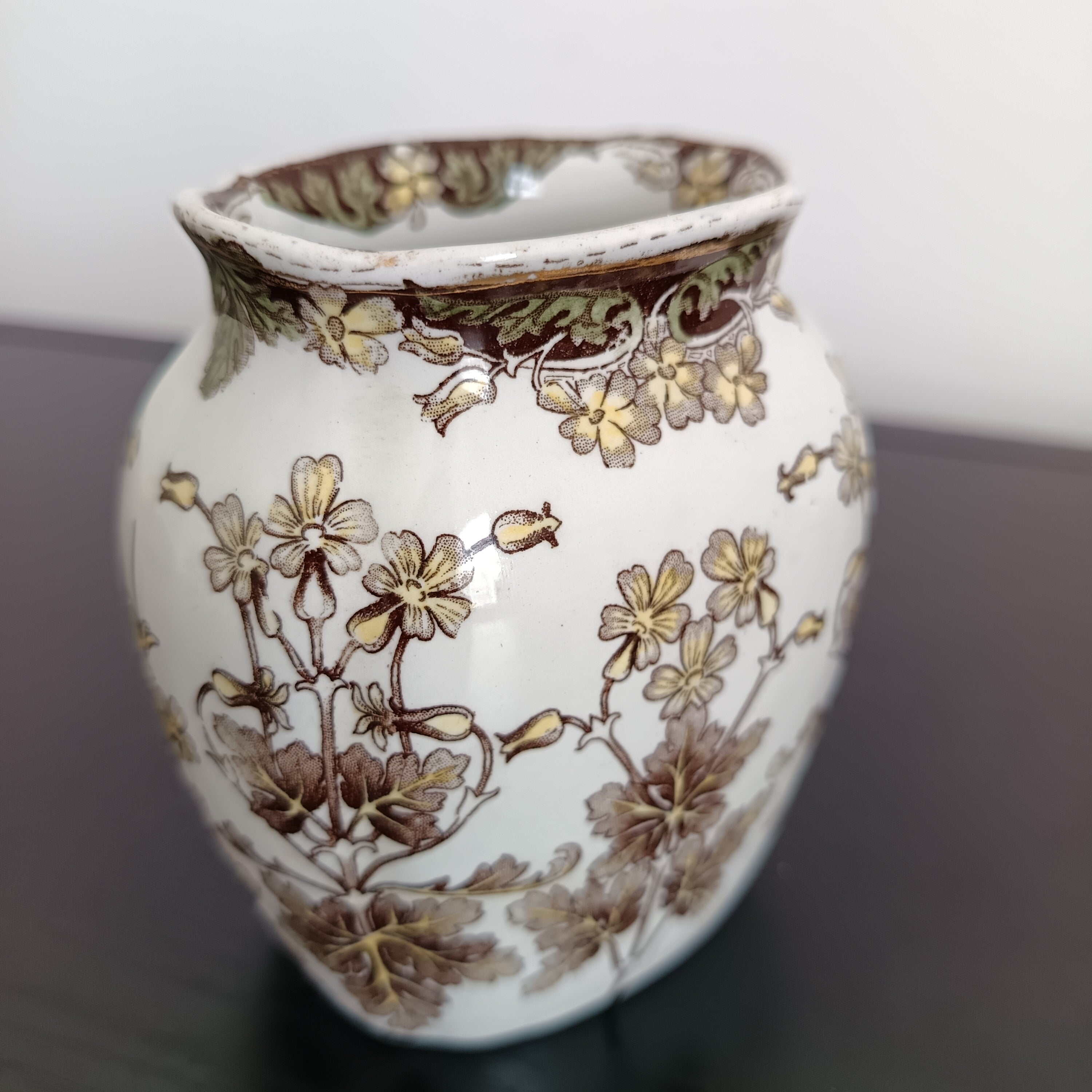 Antique Doulton Burslem transferware vase, circa 1891