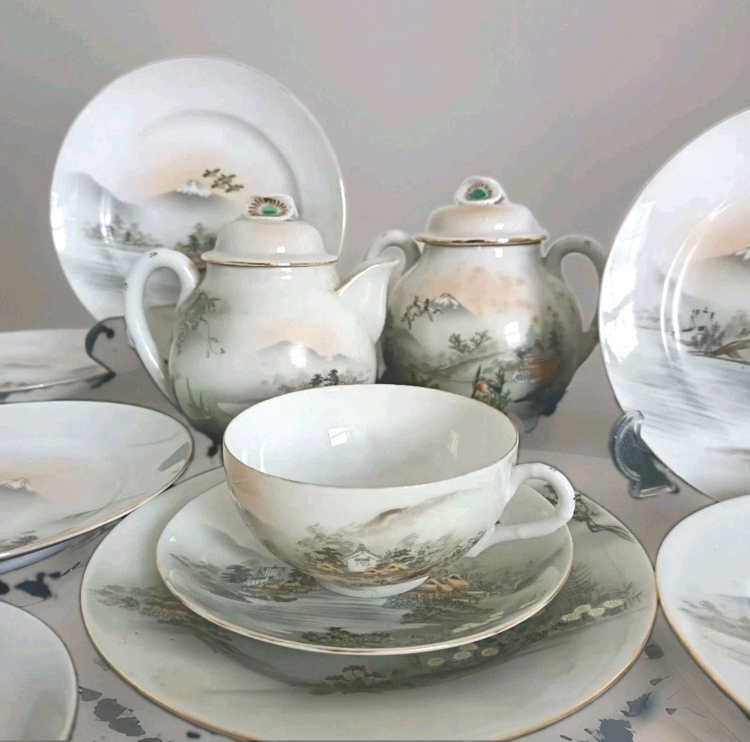 Vintage Japanese eggshell porcelain tea set