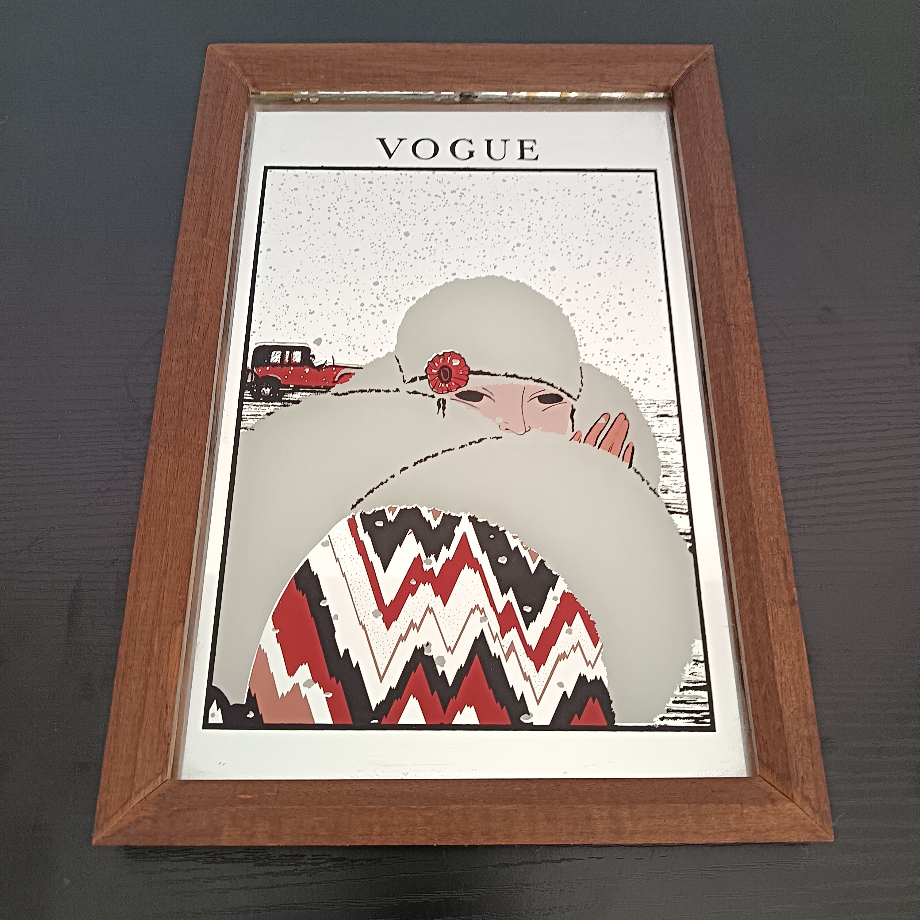 Vintage Art Deco cover Vogue advertising mirror 1970's