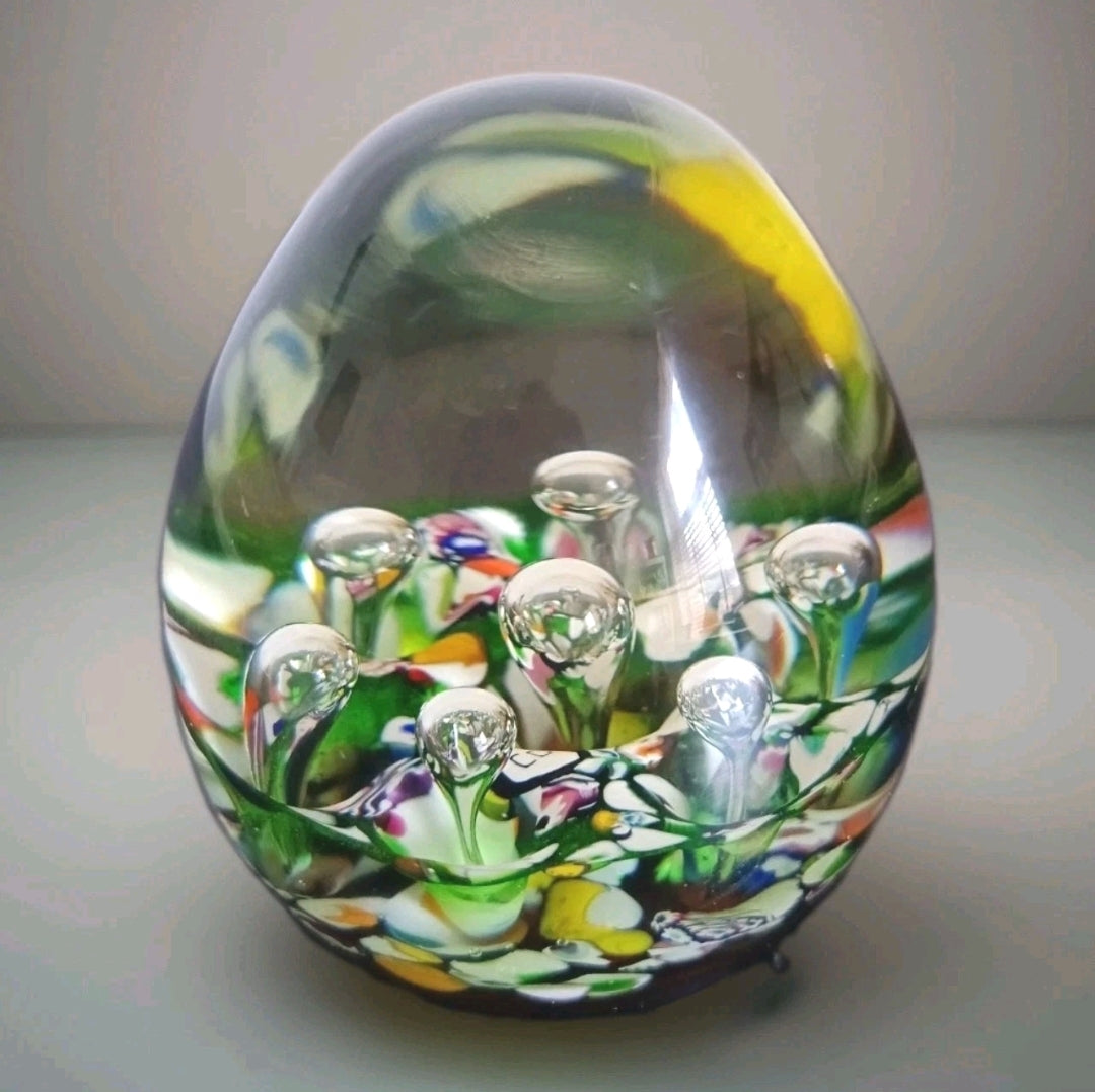 Vintage Caithness Glass "Harlequin Double" art glass paperweight designed by Paul Ysart.