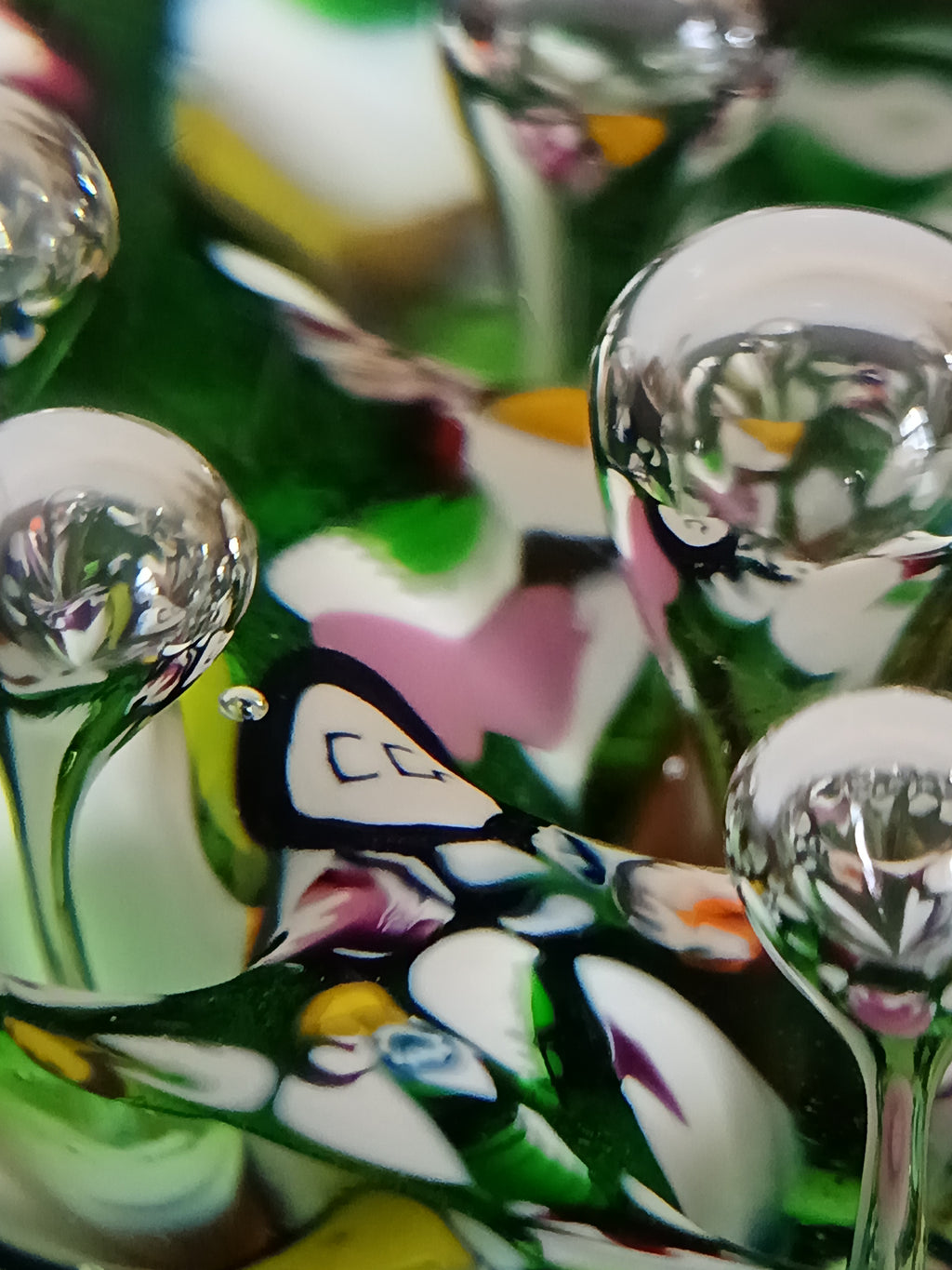 Vintage Caithness Glass "Harlequin Double" art glass paperweight designed by Paul Ysart.
