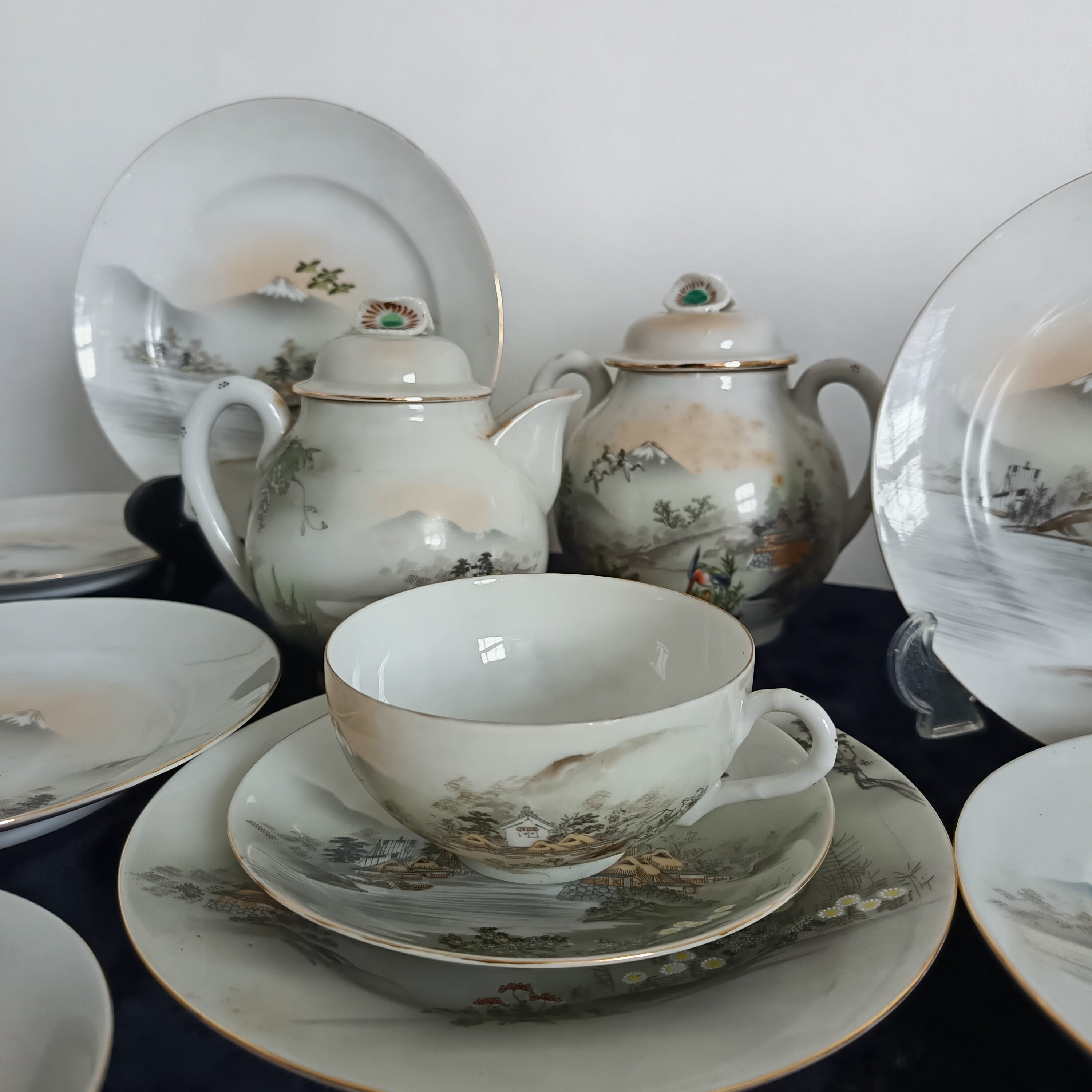 Vintage Japanese eggshell porcelain tea set