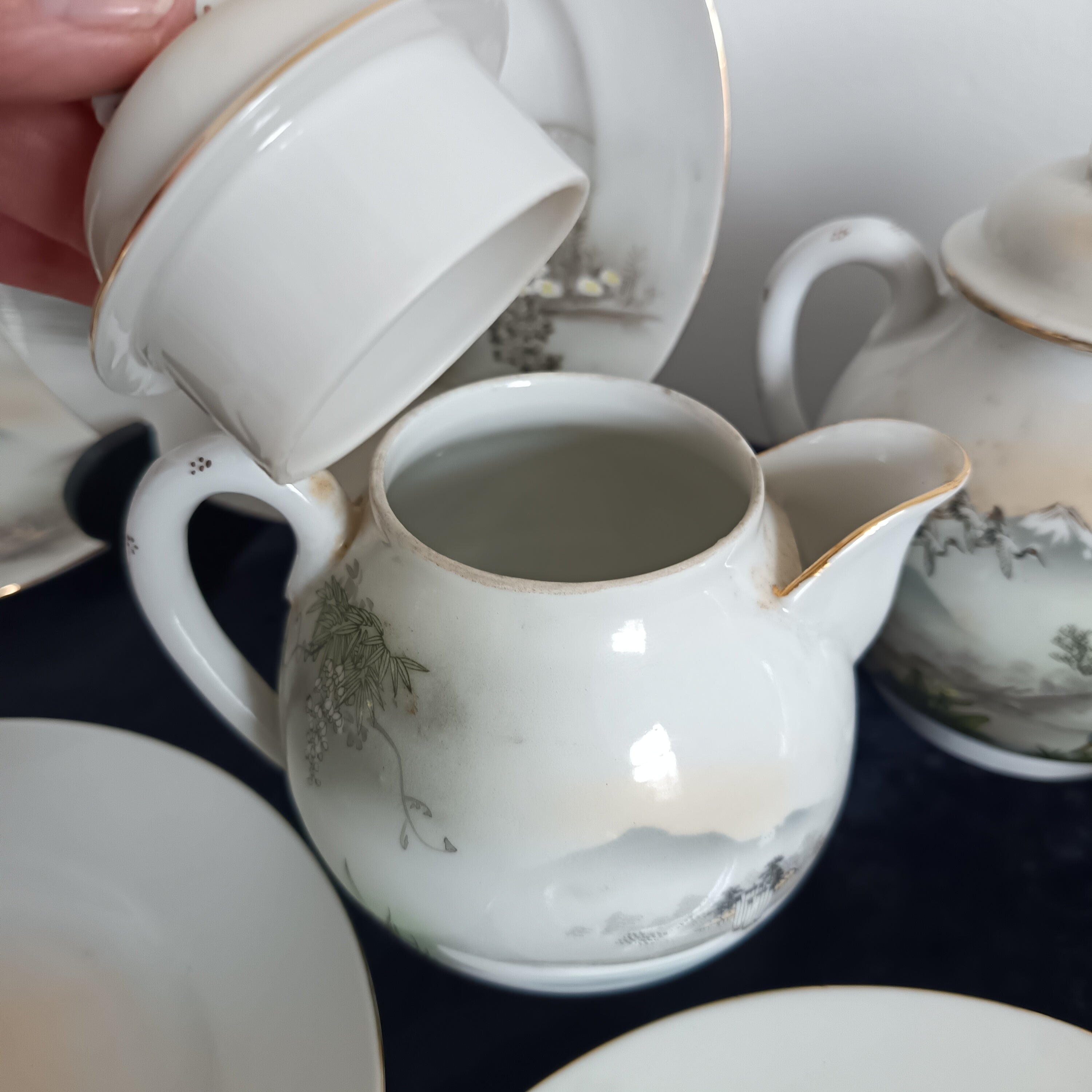 Vintage Japanese eggshell porcelain tea set