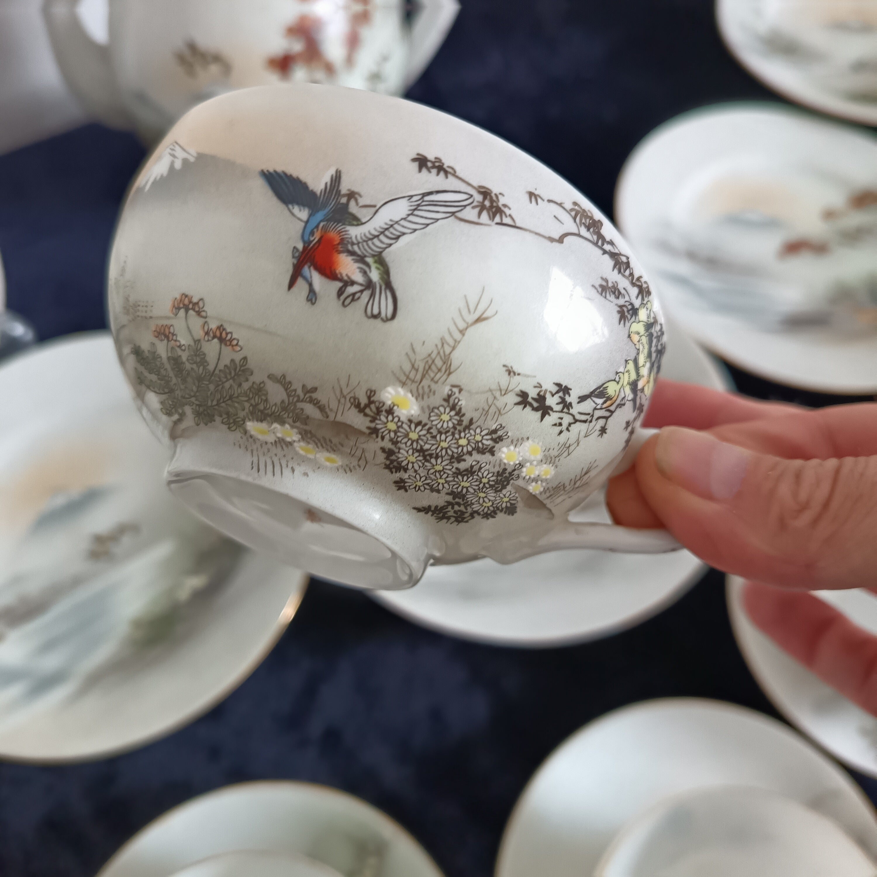 Vintage Japanese eggshell porcelain tea set