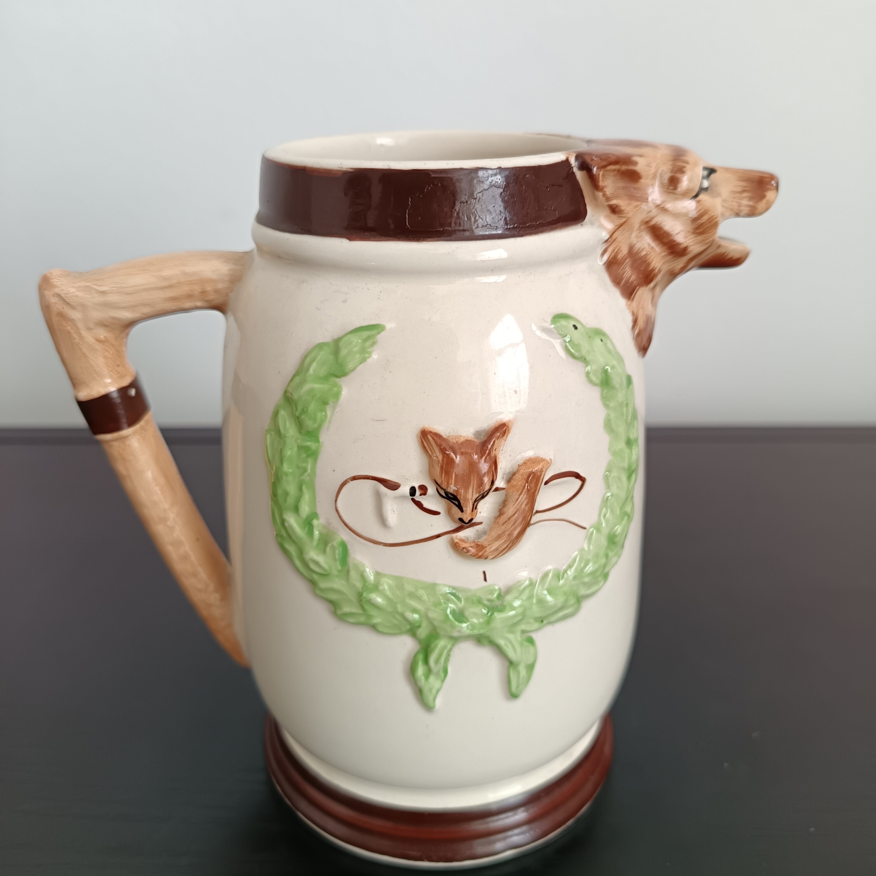 1950's Keele Pottery Huntsman trio water jugs.