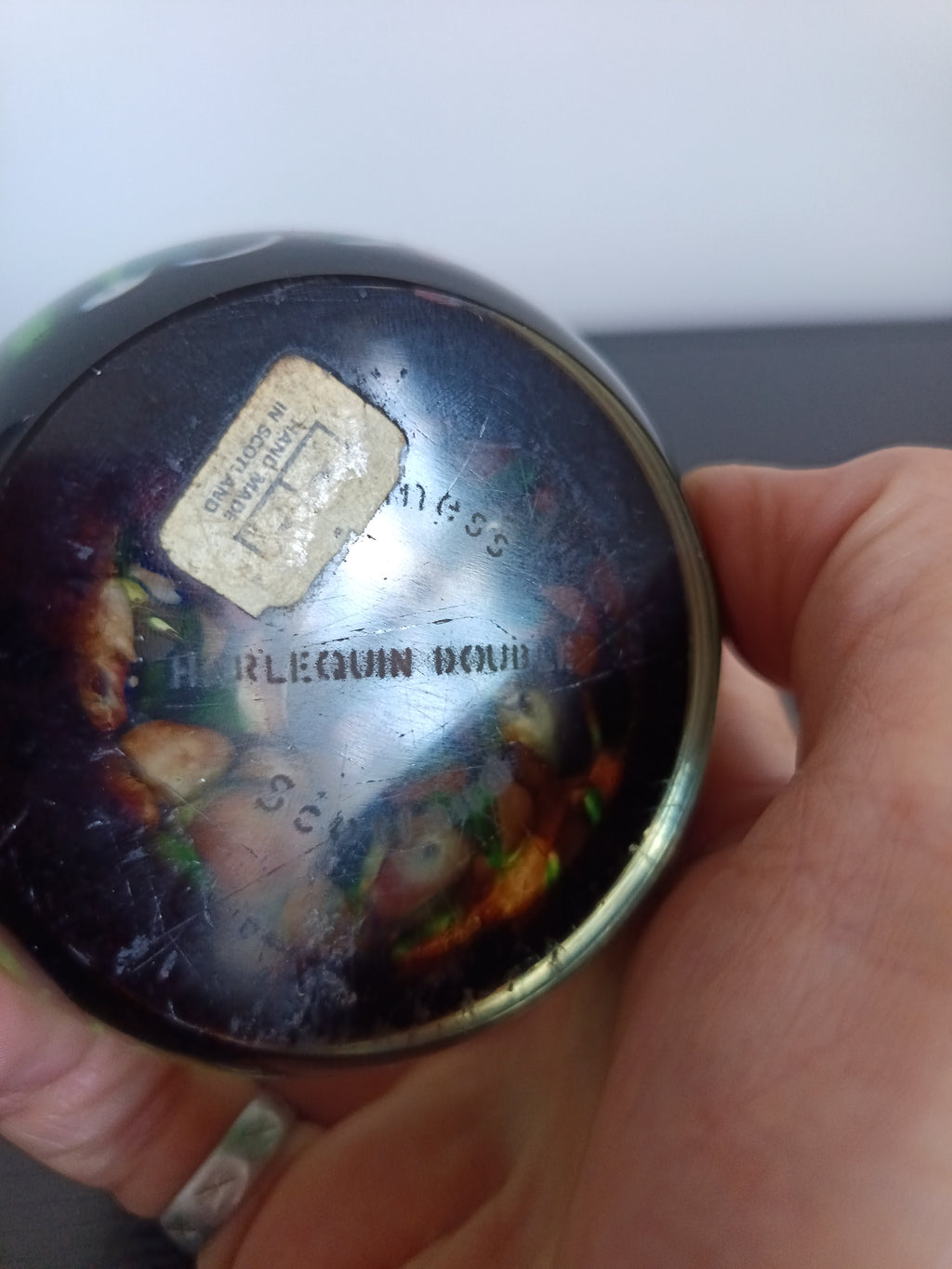 Vintage Caithness Glass "Harlequin Double" art glass paperweight designed by Paul Ysart.