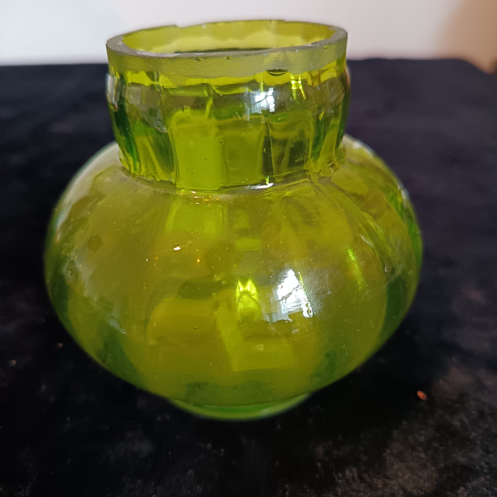 Mary Gregory style Bohemian Green glass vase circa 1885 to 1905