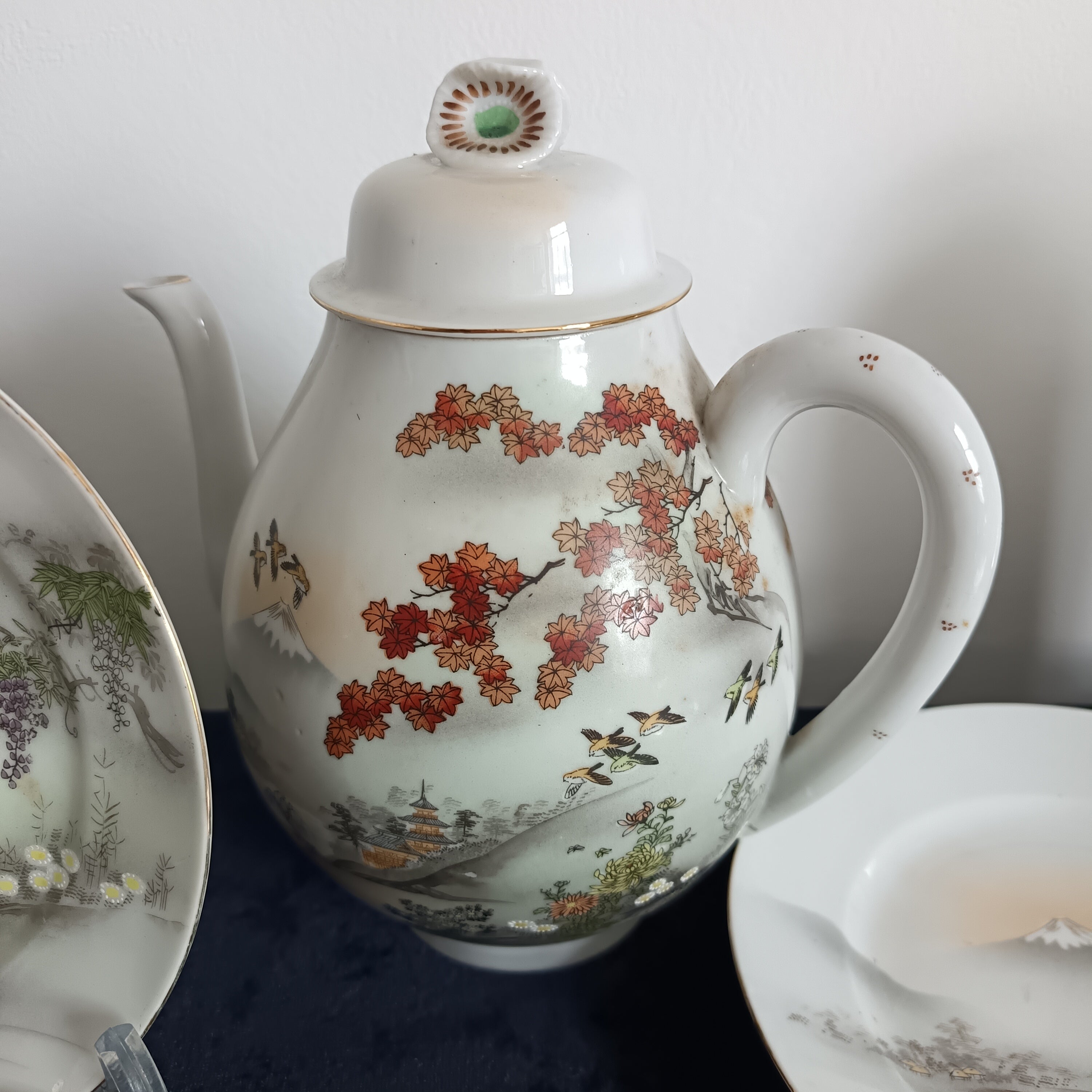Vintage Japanese eggshell porcelain tea set