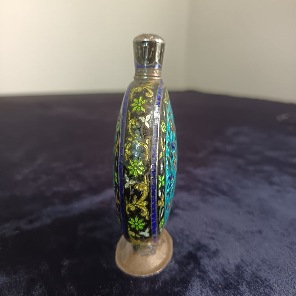 Meenakshi Antique Indo-Persian perfume flask, crafted from sterling silver.