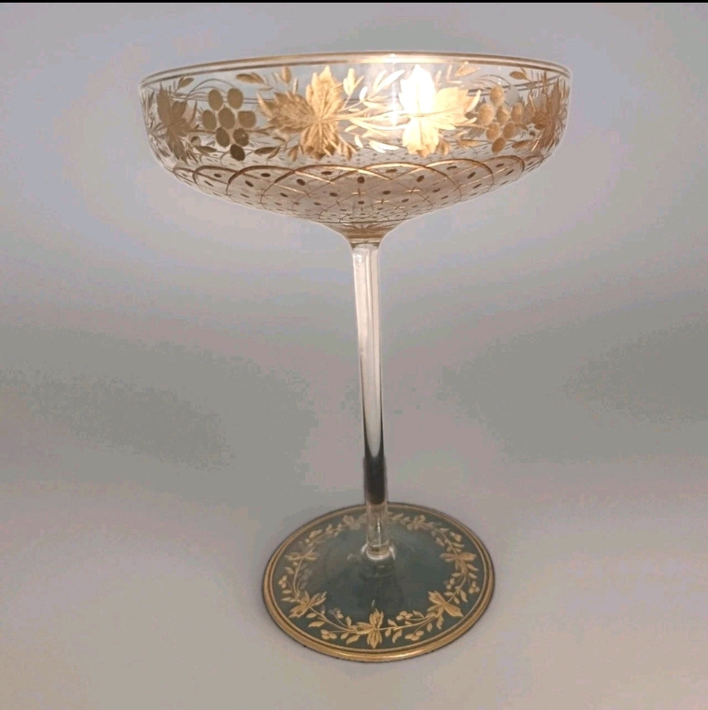 Antique Victorian girl tazza Bohemian glass circa 1900