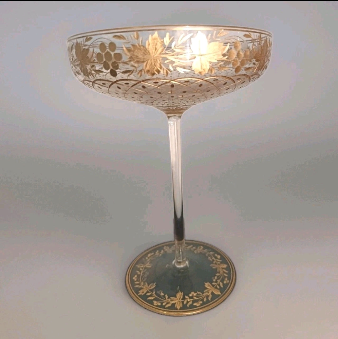 Antique Victorian girl tazza Bohemian glass circa 1900