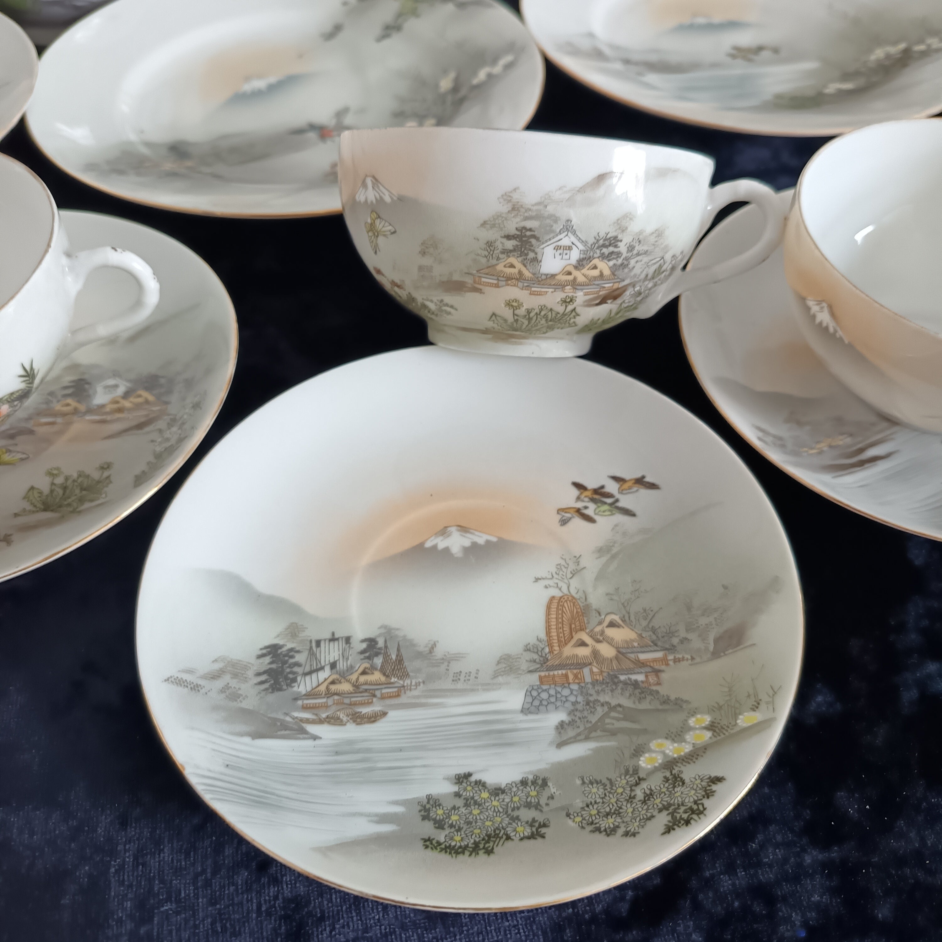 Vintage Japanese eggshell porcelain tea set