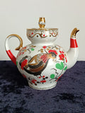 Vintage Lomonosov "Red Rooster" / "Cockerels" porcelain teapot