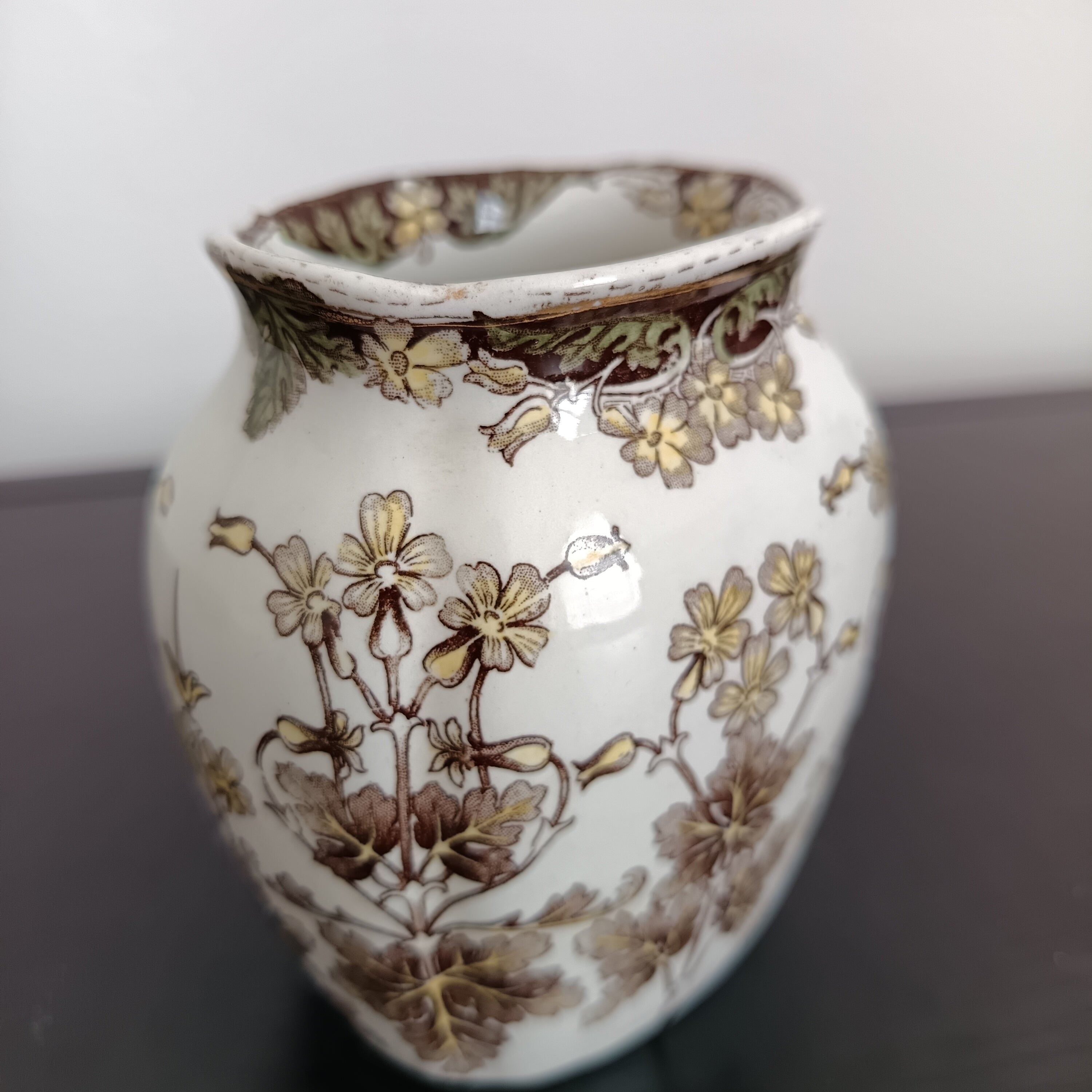 Antique Doulton Burslem transferware vase, circa 1891