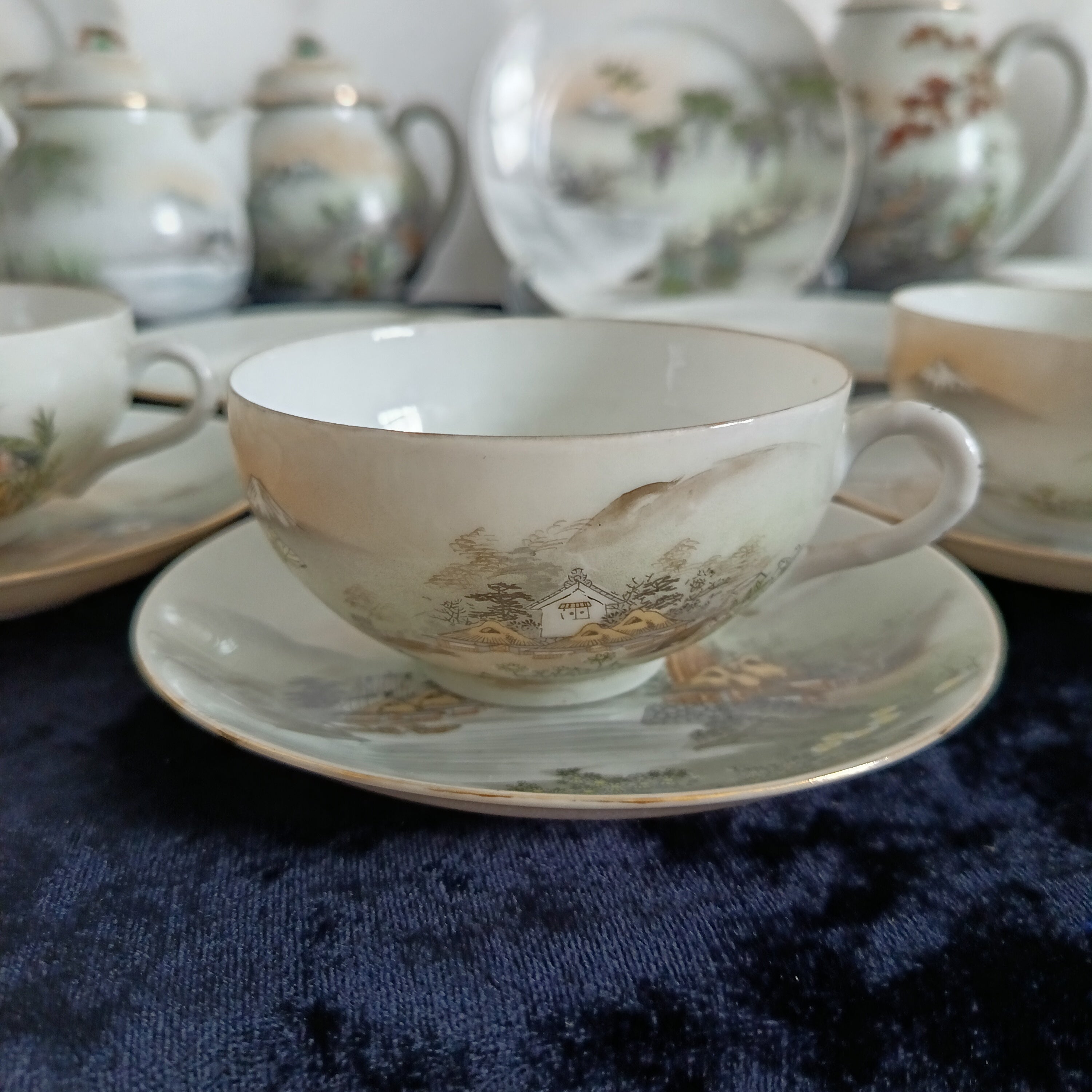 Vintage Japanese eggshell porcelain tea set