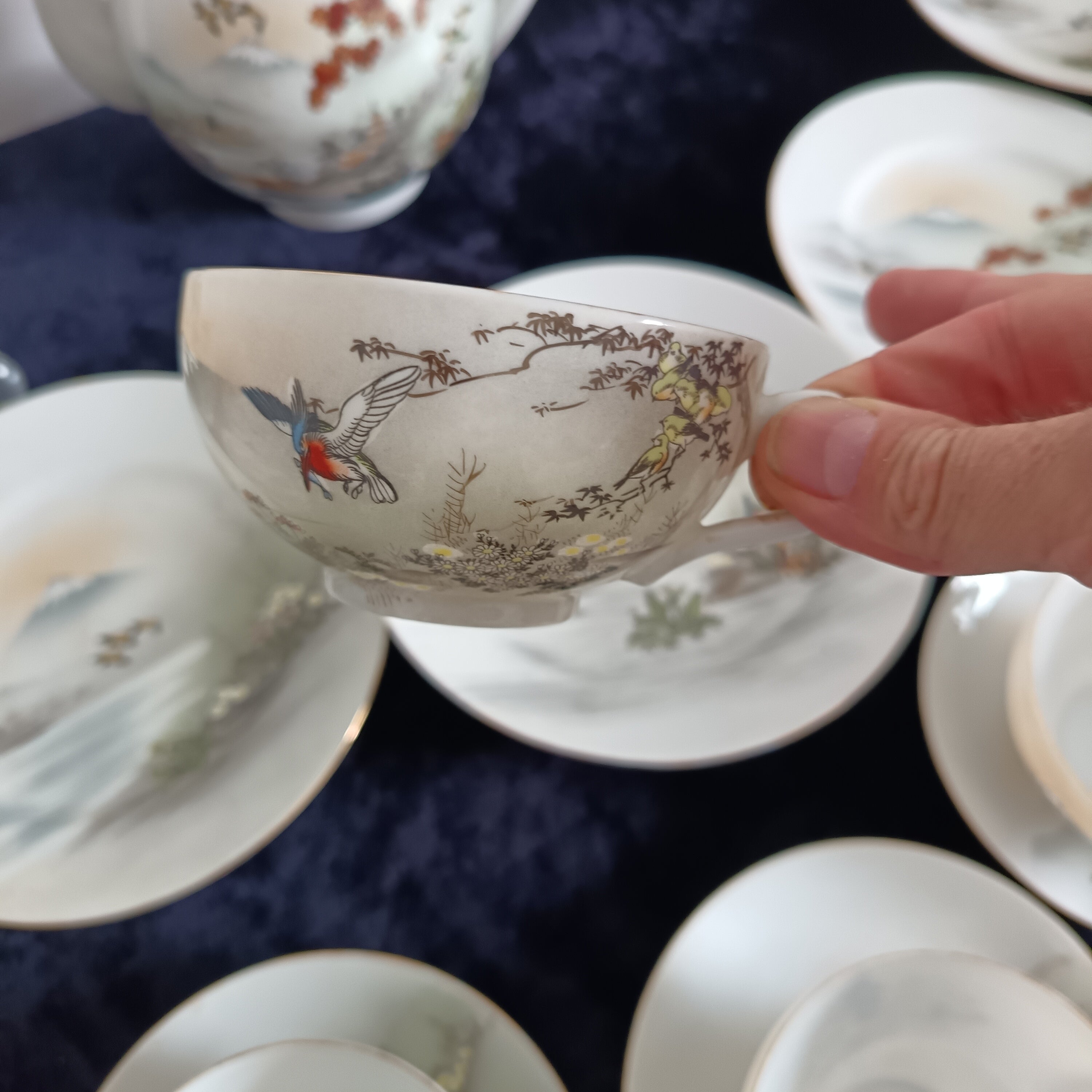 Vintage Japanese eggshell porcelain tea set