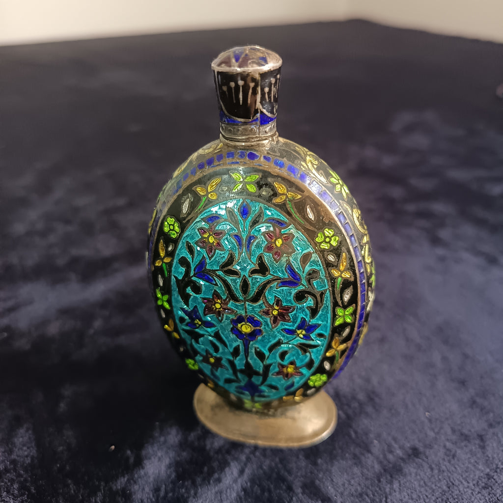 Meenakshi Antique Indo-Persian perfume flask, crafted from sterling silver.