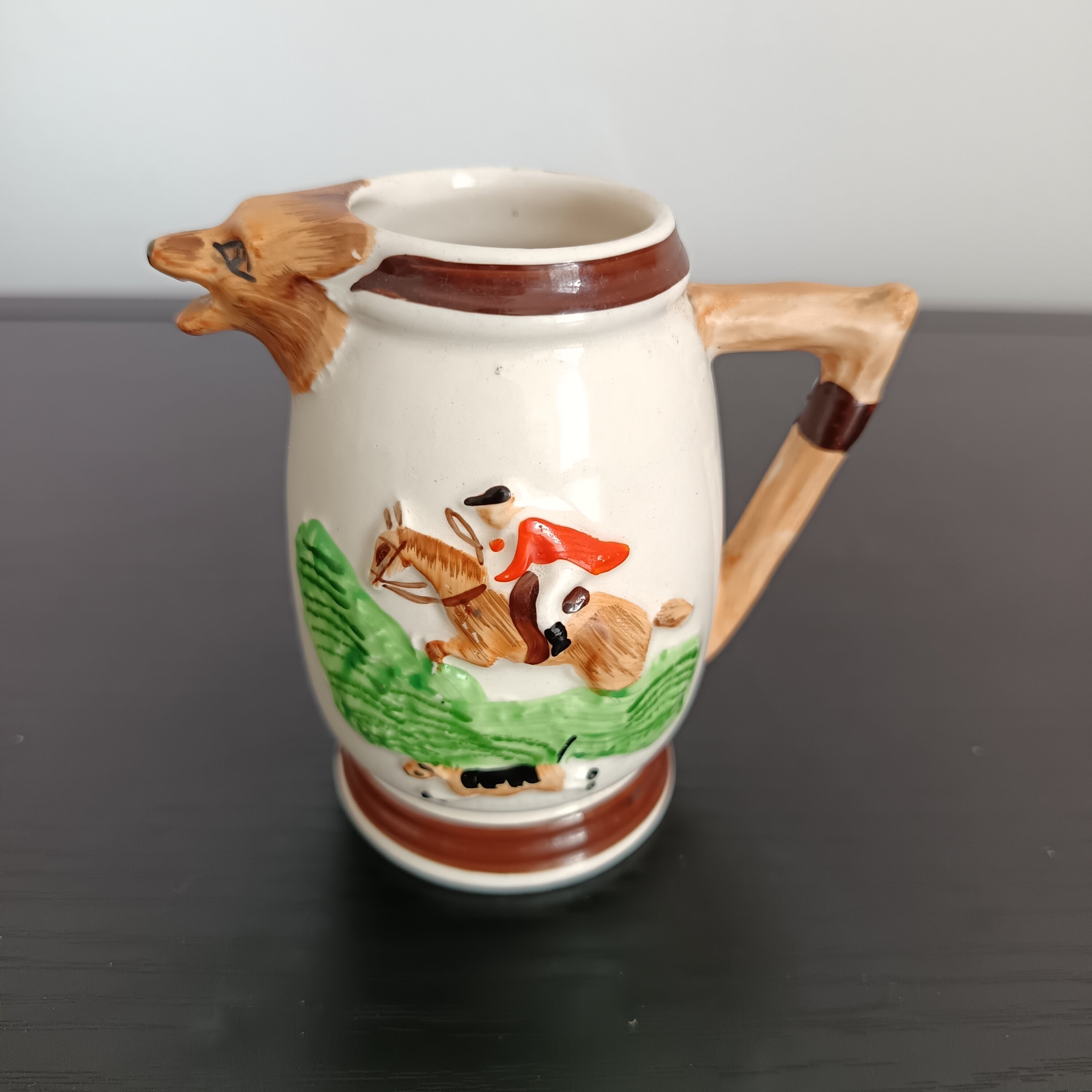 1950's Keele Pottery Huntsman trio water jugs.
