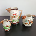 1950's Keele Pottery Huntsman trio water jugs.