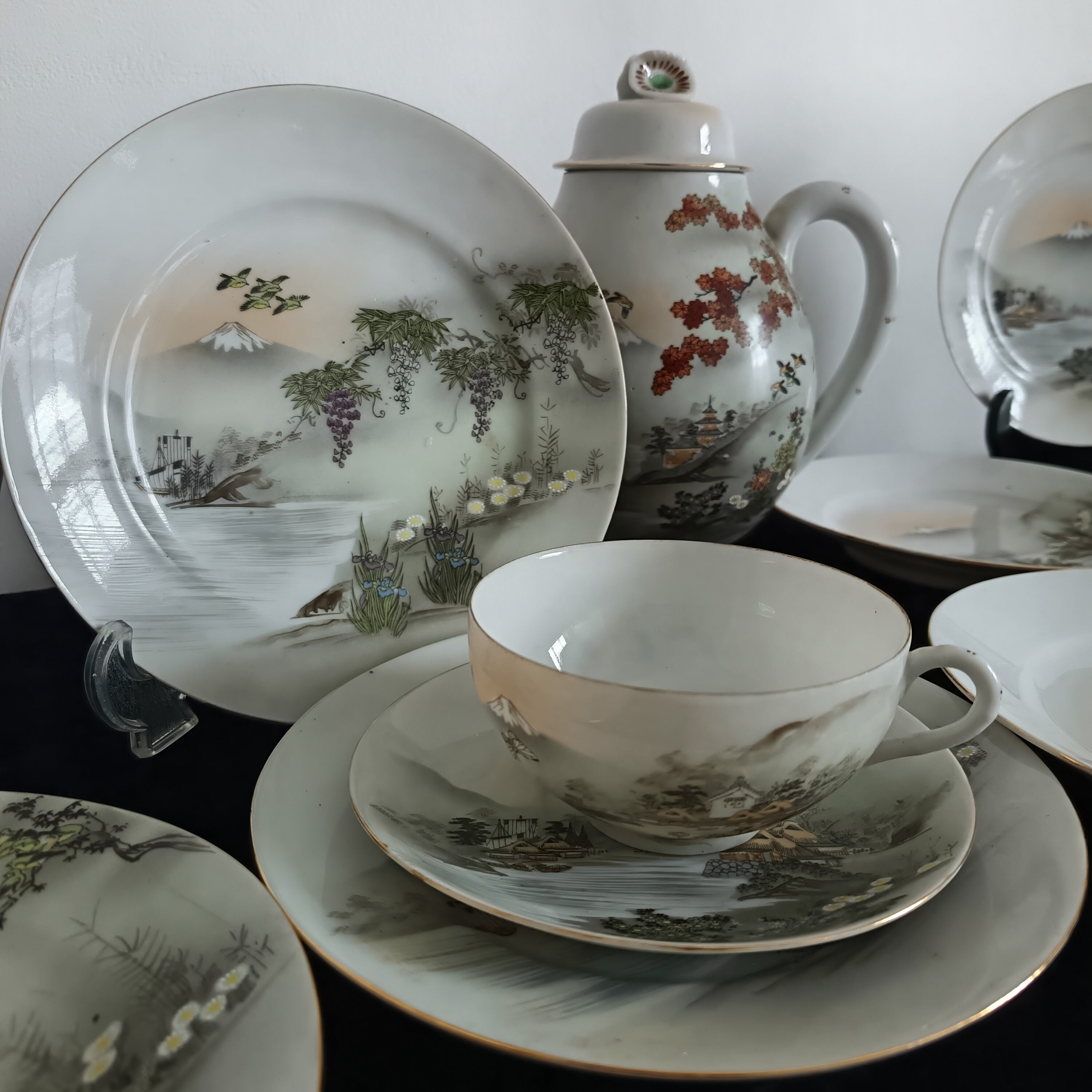 Vintage Japanese eggshell porcelain tea set